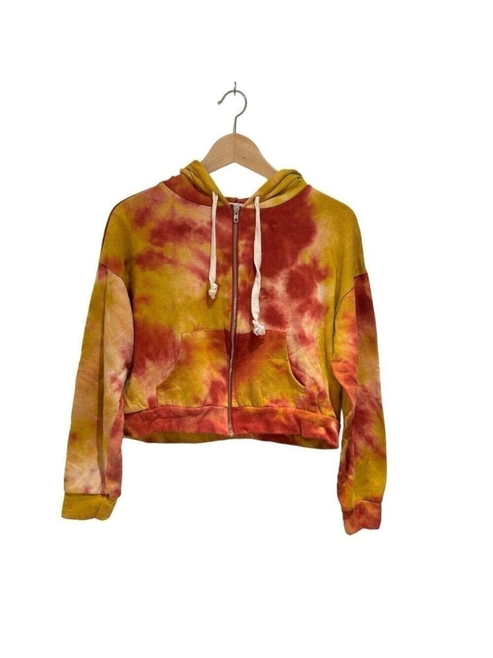 HEARTS & HIPS super soft tie dye zip up hooded sweatshirt - size S